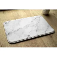 Coloray Badmat - Wit Badkamer Tapijt - Wit marmer Badkamermatjes - Mat voor Badkamer - Polyester - Vloerkleed Badkamer - Toiletmat - 75x45 cm