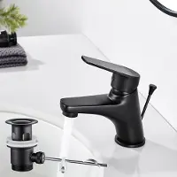 CECIPA MAX Wastafelkraan - Badkamerkraan Zwart - Met trekwaste - Badkamer Kraan - RVS - Warm en Koud - Waterbesparend - Zwart