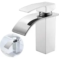 CECIPA MAX Badkamerkraan - Wastafelkraan - Mengkraan - Watervalkraan - In Stevig Glanzend Messing - Waterbesparend - Chroom