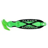 Klever veiligheidsmes XChange 35 KLEEN, antibacterieel, met kleefband scribe/scraper/hanglus, L 180 x B 38 x H 10 mm, groen-zwart