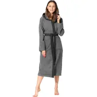 Ladeheid Dames met Capuchon - Wasmachine bestendig - 100% Katoen - Badstof - Donkergrijs/Zwart – M- LA-LA40-191-DG