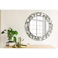 Coloray Bedrukte Spiegel - Tropische bladeren Spiegel Met Bedrukte Lijst - 50 cm - Zwart en wit Bedrukte Spiegel - Spiegel Met Bedrukte Lijst - Spiegel Met Decoratie - Spiegel Lijst Met Print