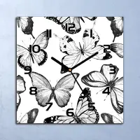 Coloray Wandklok - Vlinders Klok Glas - 30x30 cm - Zwart Wandklok - Wandklok Vierkant - Wandklok Industrieel - Wandklok Keuken - Stille Wandklok