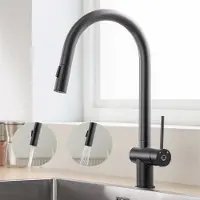 CECIPA MAX Keuken Kraan Zwart - Keukenkraan Met Uittrekbare Uitloop - 360° Draaibare Keukenkraan - keukenkraan Uittrekbaar - Zwart