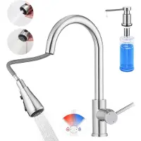CECIPA MAX Keukenkraan met Uittrekbare uitloop - 2 Straalsoorten - Met Zeepdispenser 300ML - 360° Draaibaar - Roestvrij staal