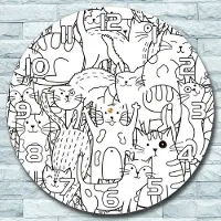 Coloray Wandklok - Kittens Glazen Wandklok - 30fi cm - Zwart Wandklok - Wandklok Ronde - Wandklok Klassiek - Wandklokken Woonkamer - Stille Wandklok