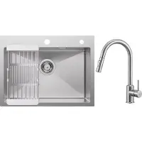CECIPA MAX Spoelbak Keuken 60x45cm - Spoelbakken Met Keukenkraan Met Uittrekbare Uitloop - Multifunctionele Spoelbak Keuken van roestvrij staal - Spoelbakken met Afdruip - Zilver