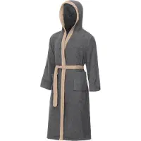 Ladeheid Heren Badjas met Capuchon - 100% Katoen - Wasmachine bestendig - Badstof - Donkergrijs/Beige - S - LA-LA40-190-DG