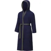 Ladeheid Heren Badjas met Capuchon - 100% Katoen - Wasmachine bestendig - Badstof - Donkerblaw/Donkergrijs - M - LA-LA40-190-DG