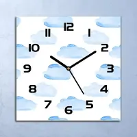 Coloray Wandklok - Wolken Klok Glas - 30x30 cm - Lichtblauw Wandklok - Wandklok Vierkant - Wandklok Industrieel - Wandklok Keuken - Stille Wandklok