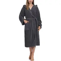 Ladeheid Dames Badjas met Capuchon - 100% Katoen - Wasmachine bestendig - Badstof – Grafiet – S – LA-LA40-102-DG