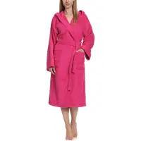 Ladeheid Dames Badjas met Capuchon - 100% Katoen - Wasmachine bestendig - Badstof - Roze - M - LA-LA40-193-DG
