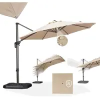 PURPLE LEAF Ronde Parasol – Hangend zonnescherm – 360° draaibaar – Voor balkons – Voor terrassen – UV50+