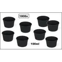 TakeAware 1000x Sausbakje zwart papier 100ml - souffle- Saus bakje mayonaise ketchup mosterd diner food