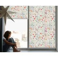 Coloray Rolgordijn Lichtfilterend - Kleurrijke Bloemen Semi-Transparant Rolgordijn - 90x140 cm - Kleurrijk Zonwerend Rolgordijn - Planten Rolgordijn in Nis - Rolgordijn Slaapkamer Lichtdoorlatend