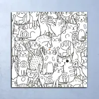 Coloray Wandklok - Kittens Glazen Klok - 30x30 cm - Zwart Wandklok - Wandklok Vierkant - Wandklok Scandinavisch - Wandklokken Woonkamer - Stille Wandklok