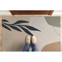 Coloray Deurmat voor binnen - Beige Design Deurmat - Boho-Plant Schoonloopmat - Wasbare Deurmat - Deurmat Groot - 150x100 cm
