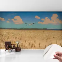 Coloray Zelfklevend Behang - Tarweveld Stickerbehang op rol - 416x254 cm - Wit Zelfklevend Behang - Voor de woonkamer, slaapkamer en kantoor - Plakklare achterzijde - Zelfklevend fotobehang