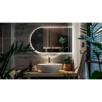 Coloray LED Spiegel Oval - Ovale Spiegel Met Licht - 45 x 80 cm - Ovale Spiegel Met Verlichting - Boogvorm Spiegel met LED-verlichting - Koel Licht - Ovale afgeknotte Spiegel - Moderne Spiegel