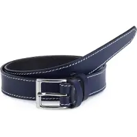 Ladeheid Kinderriem – Riem - Jongens - Broekriem - Verstelbaar - Leer – Marineblauw/Wit – 60 cm LA-EL-KIDS