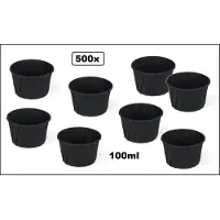TakeAware 500x Sausbakje zwart papier 100ml - souffle- Saus bakje mayonaise ketchup mosterd diner food