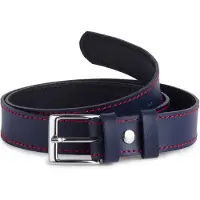 Ladeheid Kinderriem – Riem - Jongens - Broekriem - Verstelbaar - Leer – Marineblauw/Rood – 70 cm LA-EL-KIDS