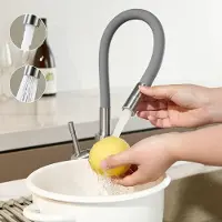 CECIPA MAX Flexibele Keuken kraan - Keukenkraan Grijs - Mengkraan - 360° Draaibare - Handdouche Met 2 straalsoorten - RVS