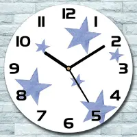 Coloray Wandklok - Sterren Glazen Klok - 30fi cm - Lichtblauw Wandklok - Wandklok Ronde - Wandklok Modern - Wandklok Keuken - Stille Wandklok