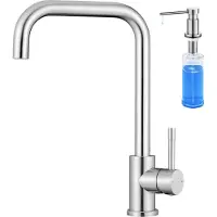 CECIPA MAX Keukenkraan RVS - Hoge uitloop - Met Zeepdispenser 300ML - 360° draaibereik - Hogedruk Keukenmengkraan - Zliver