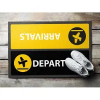 Coloray Buiten Deurmat - Geel Rubber Deurmat - Aankomsten Vertrekken Robuuste Buitenmat - Stijlvolle Buitenruimte - Deurmat Tegen Sneeuw - Grote Buiten Deurmat Voor Voordeur - 60x40 cm