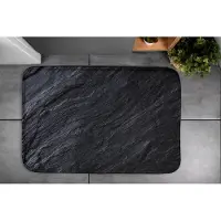 Coloray Badmat - Zwart Badkamer Tapijt - Vulkanisch gesteente Badkamermatjes - Mat voor Badkamer - Polyester - Vloerkleed Badkamer - Toiletmat - 90x60 cm