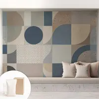 Coloray Behang - Geometrische mozaïek Wanddecoratie - 208x146 cm - Grijs Behang - Voor liefhebbers van modern design - Behang Voor op kantoor, voor de woonkamer, voor de hal - Vliesbehang Geometrie