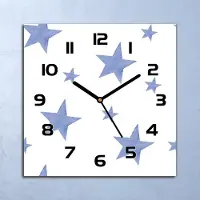 Coloray Wandklok - Sterren Klok Glas - 30x30 cm - Lichtblauw Wandklok - Wandklok Vierkant - Wandklok Industrieel - Wandklok Keuken - Stille Wandklok