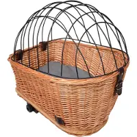 UNUS hondenfietsmand rieten mand met netbekleding kussen 47x29x34 cm voor bagagedrager
