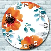 Coloray Wandklok - Bloementuin Glazen Klok - 30fi cm - Oranje Wandklok - Wandklok Ronde - Wandklok Klassiek - Wandklokken Woonkamer - Stille Wandklok