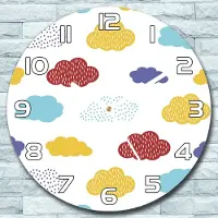 Coloray Wandklok - Kleurrijke wolken Glazen Klok - 30fi cm - Geel Wandklok - Wandklok Ronde - Wandklok Klassiek - Wandklokken Woonkamer - Stille Wandklok