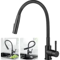 CECIPA MAX Keuken kraan - Keukenkraan Met Flexibele Slang - 360° draaibare Keukenkraan - 2 straalsoorten - Zwart