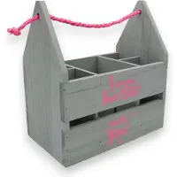 UNUS Houten flessendrager I wanna have Sekt with you grijs