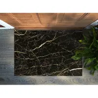 Coloray Deurmat voor binnen - Zwart Binnen Deurmat - Zwart Marmer Inloopmat - Design Deurmat - Antislip Onderkant Deurmat - 90x60 cm