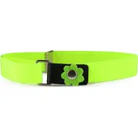 Ladeheid Kinderriem - Riem - Meisjes - Broekriem - Verstelbaar - Polyester - LA-TG-P15K - Neon Geel/Zwart/Bloem - 62 cm x 2,5 cm