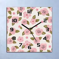 Coloray Wandklok - Roze bloemen Klok Glas - 30x30 cm - Roze Wandklok - Wandklok Vierkant - Wandklok Industrieel - Wandklok Keuken - Stille Wandklok