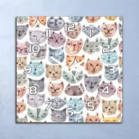 Coloray Wandklok - Kattengezichten Glazen Klok - 30x30 cm - Groente Wandklok - Wandklok Vierkant - Wandklok Scandinavisch - Wandklokken Woonkamer - Stille Wandklok