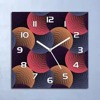 Coloray Wandklok - Hypnotische cirkels Glazen Klok - 30x30 cm - Bordeaux Wandklok - Wandklok Vierkant - Wandklok Scandinavisch - Wandklokken Woonkamer - Stille Wandklok