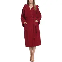 Ladeheid Dames Badjas met Capuchon - 100% Katoen - Wasmachine bestendig - Badstof - Wijnrood - XXL - LA-LA40-193-DG
