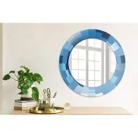 Coloray Bedrukte Spiegel - Blauwe abstractie Spiegel Lijst Met Print - 50 cm - Blauw Bedrukte Spiegel - Spiegel Lijst Met Print - Spiegel Met Print - Wandspiegel Met Print