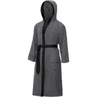 Ladeheid Heren Badjas met Capuchon - 100% Katoen - Wasmachine bestendig - Badstof - Donkergrijs/Zwart - XXL - LA-LA40-190-DG