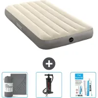Intex Luchtbed - 1-Persoons - 99 x 191 x 25 cm - Beige - Inclusief Hoeslaken - Pomp en Reparatieset