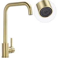 CECIPA MAX Keukenkraan Goud- Keuken Kraan -360° Draaibaar RVS - Keukenkraan Met Demonteerbare bubbler - Draaibare Uitloop