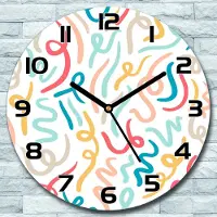 Coloray Wandklok - Gekleurde lijnen Glazen Klok - 30fi cm - Wit Wandklok - Wandklok Ronde - Wandklok Modern - Wandklok Keuken - Stille Wandklok