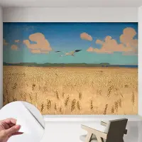 Coloray Zelfklevend Behang - Tarweveld Zelfklevend fotobehang - 152x104 cm - Wit Zelfklevend Behang - Voor de woonkamer, slaapkamer en kantoor - Herpositioneerbaar - Stickerbehang op rol